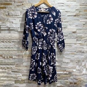 Band of Gypsies Navy Floral Print Wrap Dress